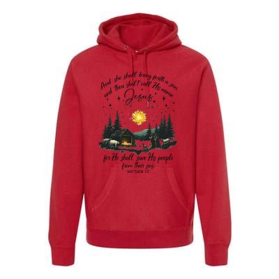 She Shall Bring Forth A Son Jesus Christian Christmas 2024 Premium Hoodie