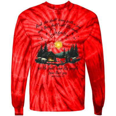 She Shall Bring Forth A Son Jesus Christian Christmas 2024 Tie-Dye Long Sleeve Shirt