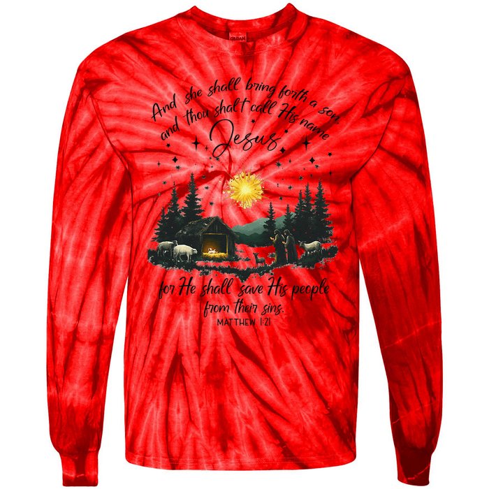 She Shall Bring Forth A Son Jesus Christian Christmas 2024 Tie-Dye Long Sleeve Shirt