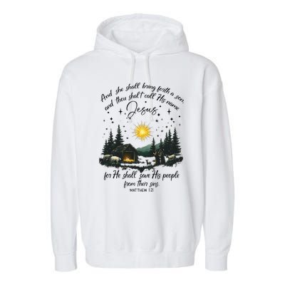 She Shall Bring Forth A Son Jesus Christian Christmas 2024 Garment-Dyed Fleece Hoodie