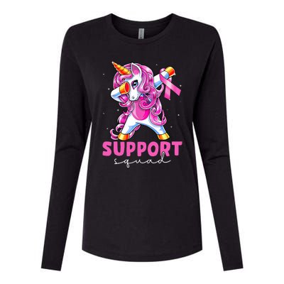 Support Squad Breast Cancer Awareness Pink Unicorn Womens Cotton Relaxed Long Sleeve T-Shirt