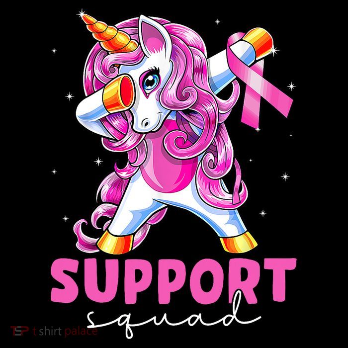 Support Squad Breast Cancer Awareness Pink Unicorn T-Shirt