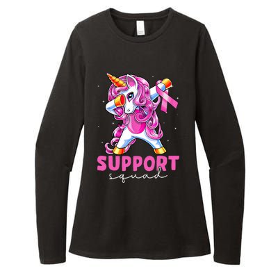 Support Squad Breast Cancer Awareness Pink Unicorn Womens CVC Long Sleeve Shirt