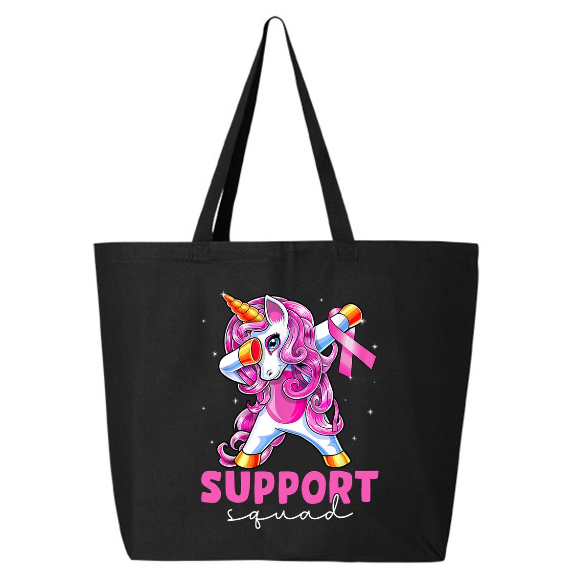 Support Squad Breast Cancer Awareness Pink Unicorn 25L Jumbo Tote