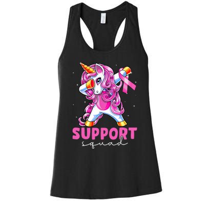 Support Squad Breast Cancer Awareness Pink Unicorn Women's Racerback Tank