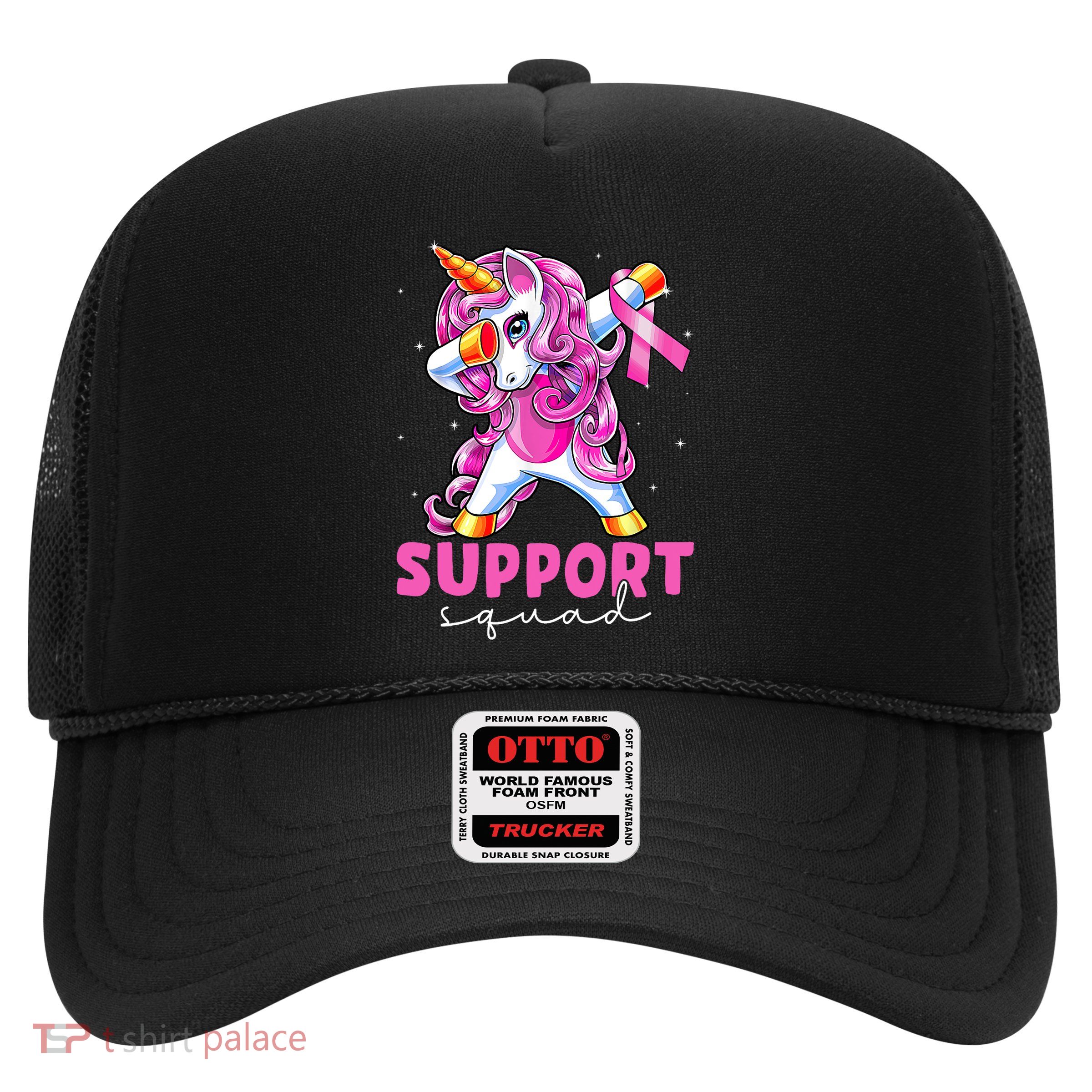 Support Squad Breast Cancer Awareness Pink Unicorn Trucker Hat