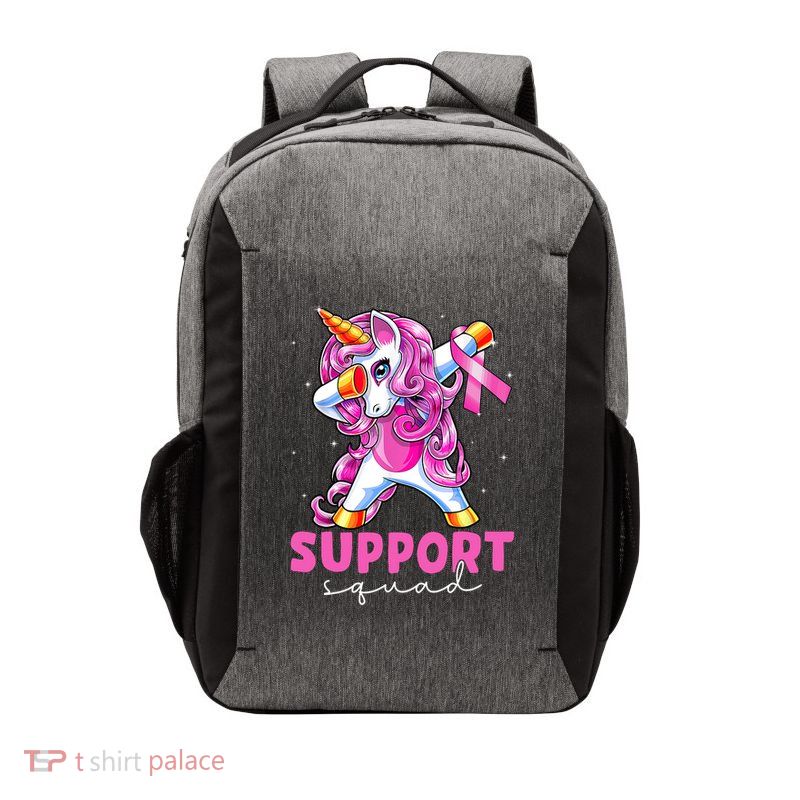 Support Squad Breast Cancer Awareness Pink Unicorn Vector Backpack