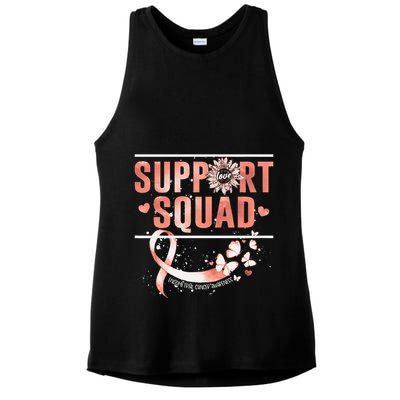 Support Squad Butterfly Peach Ribbon Endometrial Cancer Ladies PosiCharge Tri-Blend Wicking Tank