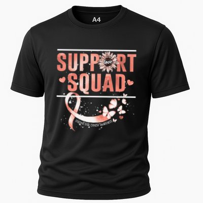 Support Squad Butterfly Peach Ribbon Endometrial Cancer Performance Shirt