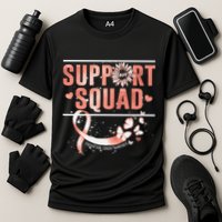 Support Squad Butterfly Peach Ribbon Endometrial Cancer Cooling Performance Crew T-Shirt