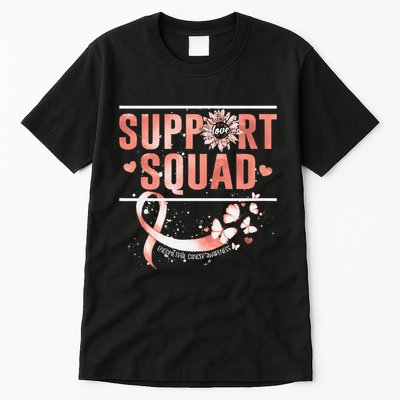 Support Squad Butterfly Peach Ribbon Endometrial Cancer Tall T-Shirt