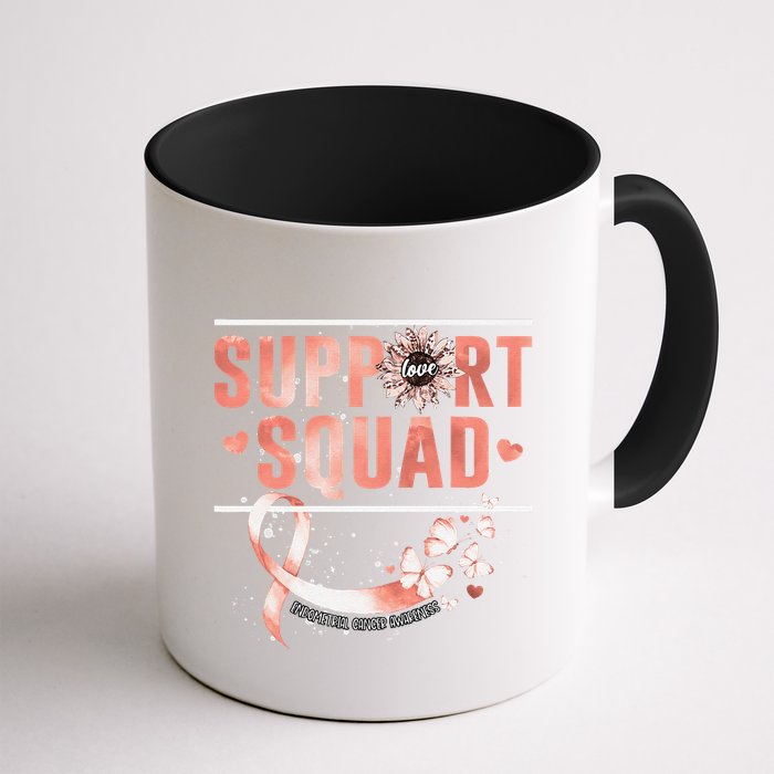 Support Squad Butterfly Peach Ribbon Endometrial Cancer Mug