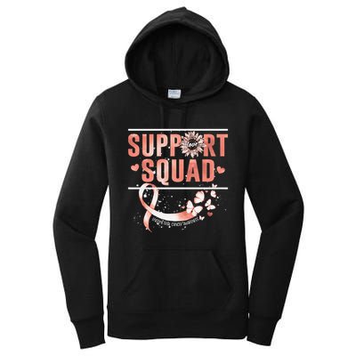 Support Squad Butterfly Peach Ribbon Endometrial Cancer Women's Pullover Hoodie