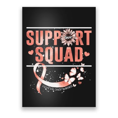 Support Squad Butterfly Peach Ribbon Endometrial Cancer Poster