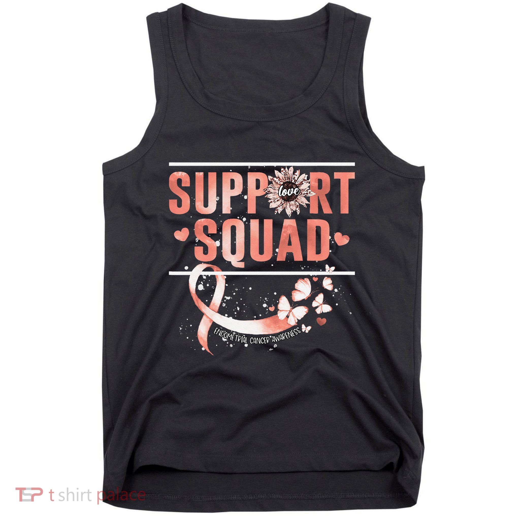 Support Squad Butterfly Peach Ribbon Endometrial Cancer Tank Top