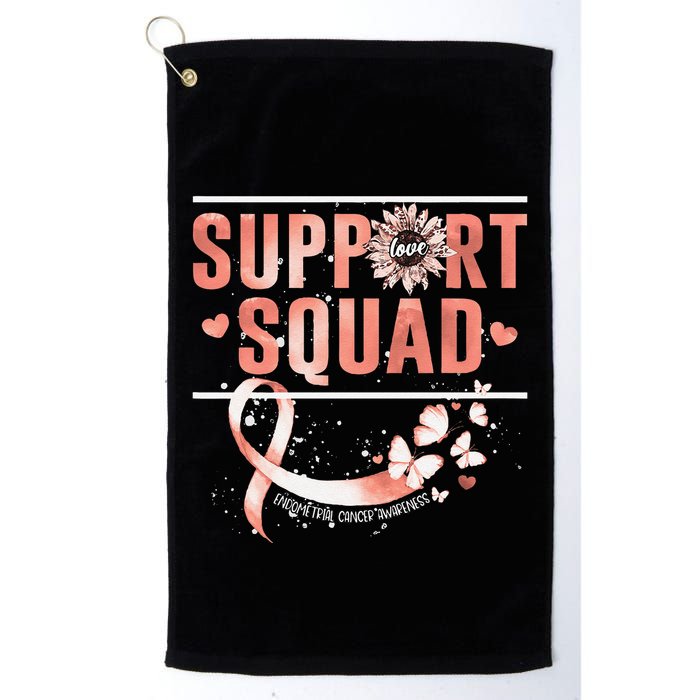 Support Squad Butterfly Peach Ribbon Endometrial Cancer Golf Towel