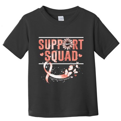 Support Squad Butterfly Peach Ribbon Endometrial Cancer Toddler T-Shirt