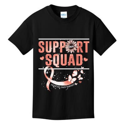Support Squad Butterfly Peach Ribbon Endometrial Cancer Kids T-Shirt