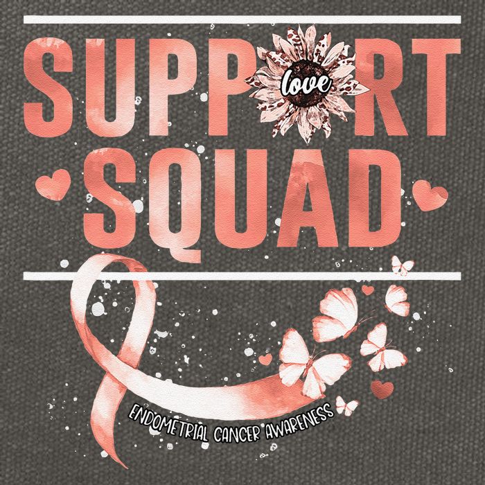 Support Squad Butterfly Peach Ribbon Endometrial Cancer Cotton Canvas Backpack
