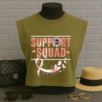 Support Squad Butterfly Peach Ribbon Endometrial Cancer Garment-Dyed Women's Muscle Tee