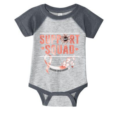 Support Squad Butterfly Peach Ribbon Endometrial Cancer Infant Baby Jersey Bodysuit