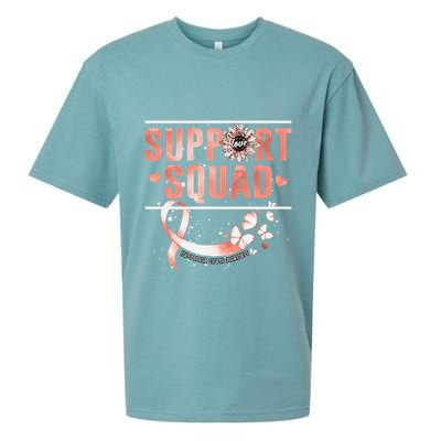 Support Squad Butterfly Peach Ribbon Endometrial Cancer Sueded Cloud Jersey T-Shirt