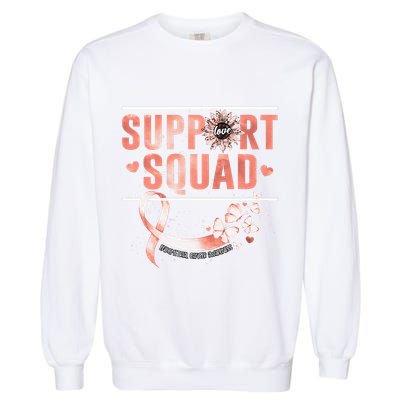 Support Squad Butterfly Peach Ribbon Endometrial Cancer Garment-Dyed Sweatshirt