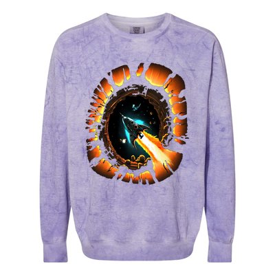 Space Spaceship Black Hole Rocket Astronomy Astronomer Cool Gift Colorblast Crewneck Sweatshirt