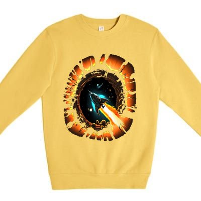 Space Spaceship Black Hole Rocket Astronomy Astronomer Cool Gift Premium Crewneck Sweatshirt