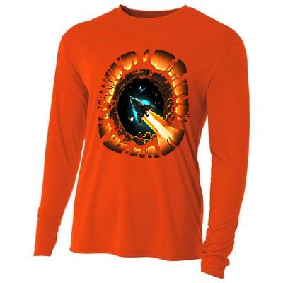 Space Spaceship Black Hole Rocket Astronomy Astronomer Cool Gift Cooling Performance Long Sleeve Crew