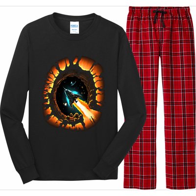 Space Spaceship Black Hole Rocket Astronomy Astronomer Cool Gift Long Sleeve Pajama Set