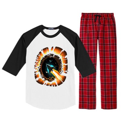 Space Spaceship Black Hole Rocket Astronomy Astronomer Cool Gift Raglan Sleeve Pajama Set