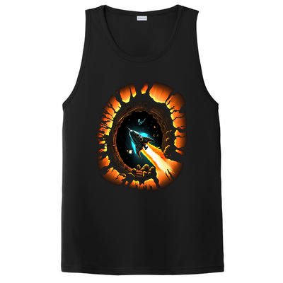 Space Spaceship Black Hole Rocket Astronomy Astronomer Cool Gift PosiCharge Competitor Tank