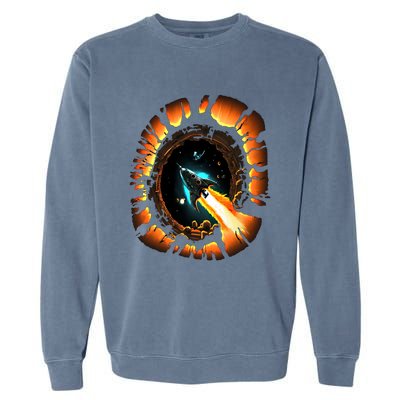 Space Spaceship Black Hole Rocket Astronomy Astronomer Cool Gift Garment-Dyed Sweatshirt