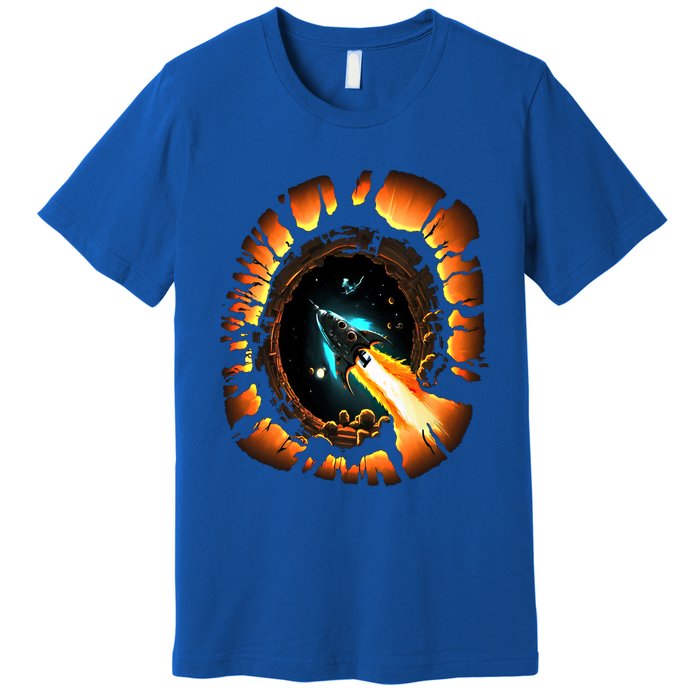 Space Spaceship Black Hole Rocket Astronomy Astronomer Cool Gift Premium T-Shirt