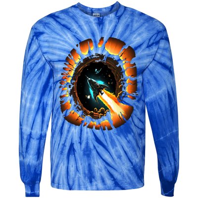 Space Spaceship Black Hole Rocket Astronomy Astronomer Cool Gift Tie-Dye Long Sleeve Shirt