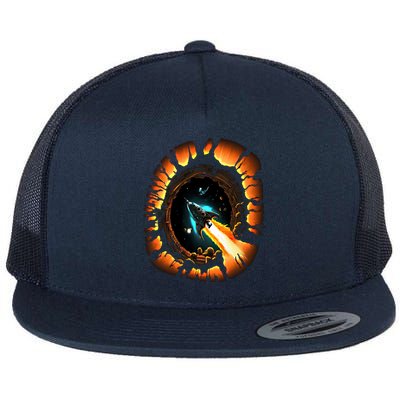 Space Spaceship Black Hole Rocket Astronomy Astronomer Cool Gift Flat Bill Trucker Hat