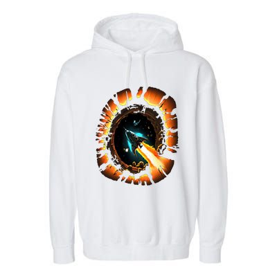 Space Spaceship Black Hole Rocket Astronomy Astronomer Cool Gift Garment-Dyed Fleece Hoodie