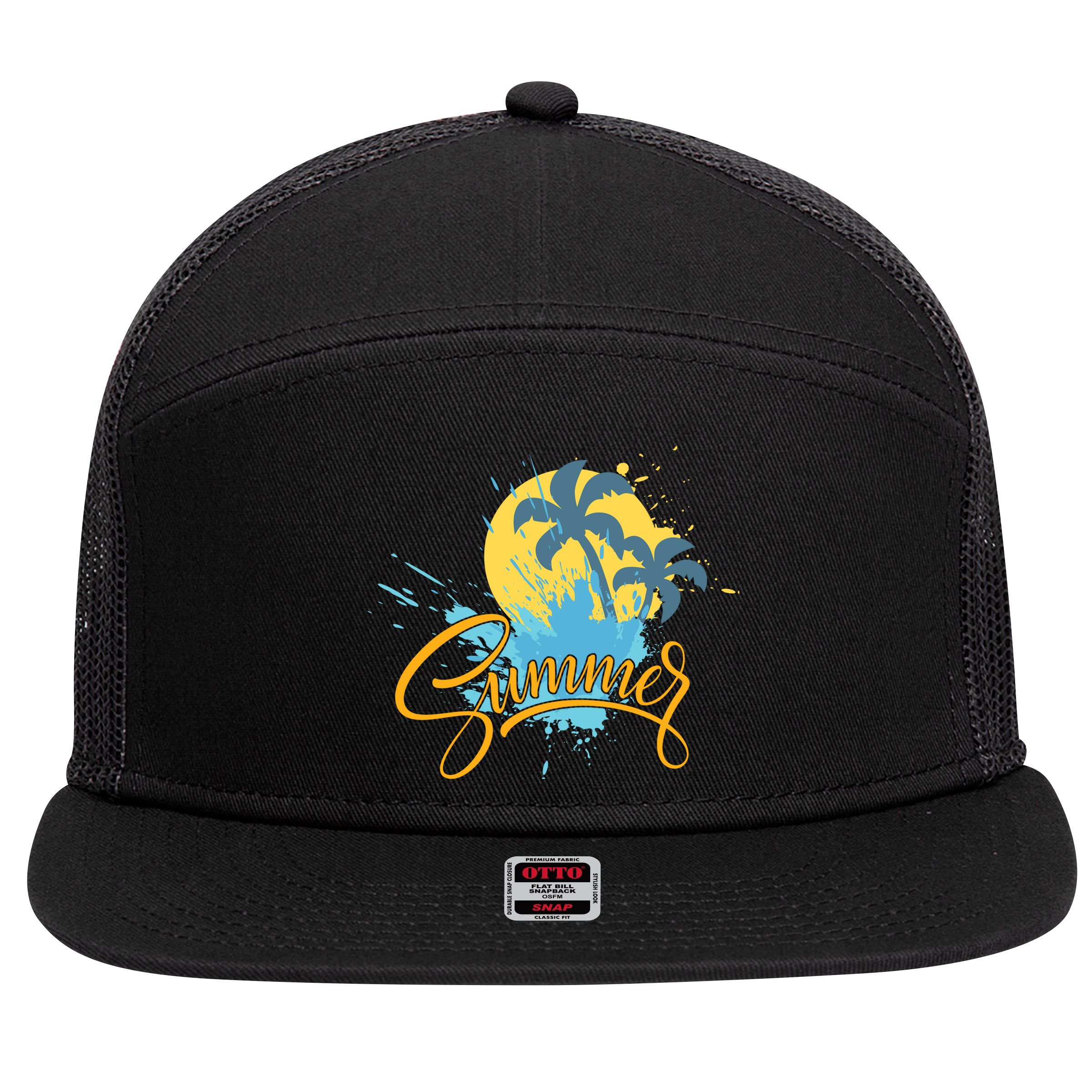 Summer Splash Beach Life 7 Panel Mesh Trucker Snapback Hat