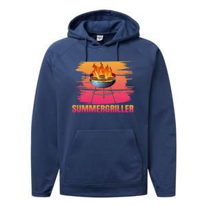 Summergriller Summer Barbecue Sun Grill Meaningful Gift Performance Fleece Hoodie