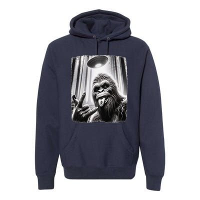 Sasquatch Selfie Big Foot Rock On Ufo Alien Funny 0hjxk2 Premium Hoodie