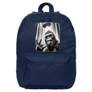 Sasquatch Selfie Big Foot Rock On Ufo Alien Funny 0hjxk2 16 in Basic Backpack