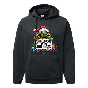 Shell Shocked By The Holidays Grumpy Turtle Christmas Funny Performance Fleece Hoodie