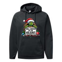 Shell Shocked By The Holidays Grumpy Turtle Christmas Funny Performance Fleece Hoodie