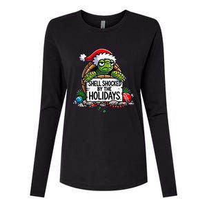 Shell Shocked By The Holidays Grumpy Turtle Christmas Funny Womens Cotton Relaxed Long Sleeve T-Shirt