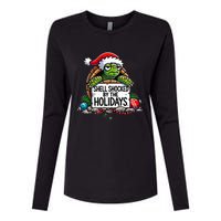 Shell Shocked By The Holidays Grumpy Turtle Christmas Funny Womens Cotton Relaxed Long Sleeve T-Shirt