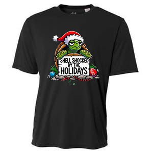 Shell Shocked By The Holidays Grumpy Turtle Christmas Funny Cooling Performance Crew T-Shirt