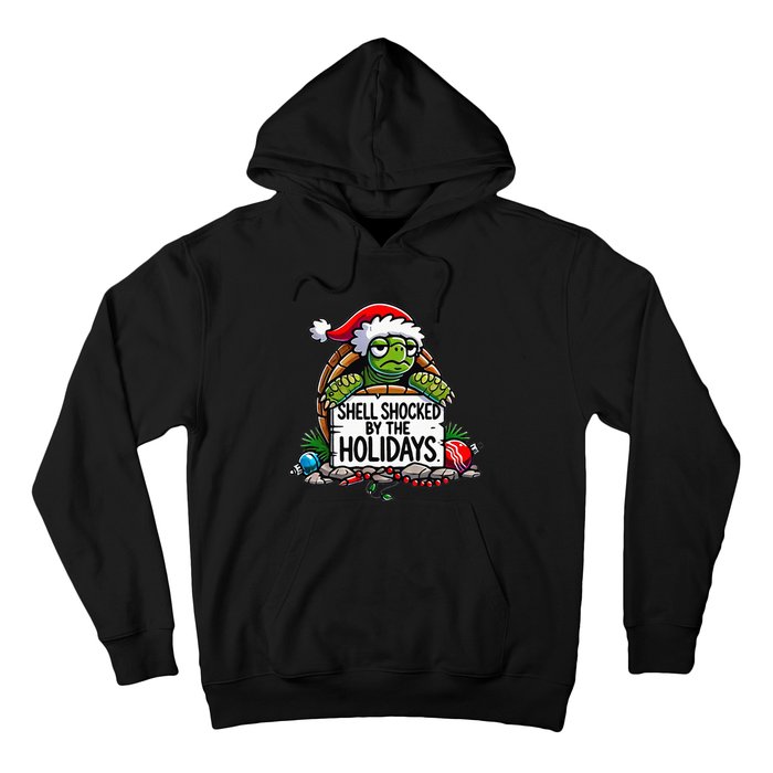 Shell Shocked By The Holidays Grumpy Turtle Christmas Funny Hoodie