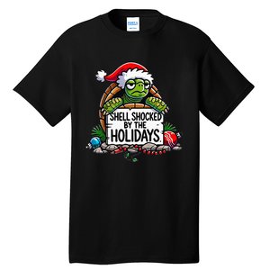 Shell Shocked By The Holidays Grumpy Turtle Christmas Funny Tall T-Shirt