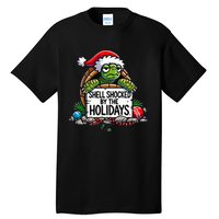 Shell Shocked By The Holidays Grumpy Turtle Christmas Funny Tall T-Shirt